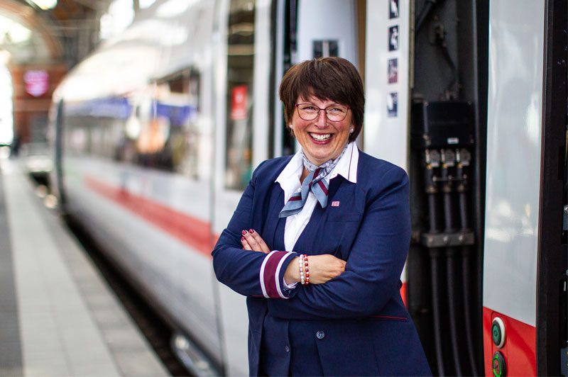 Ticket officer working at the train station with safety shoes