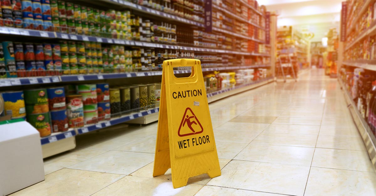 Slippery floor in a supermarket