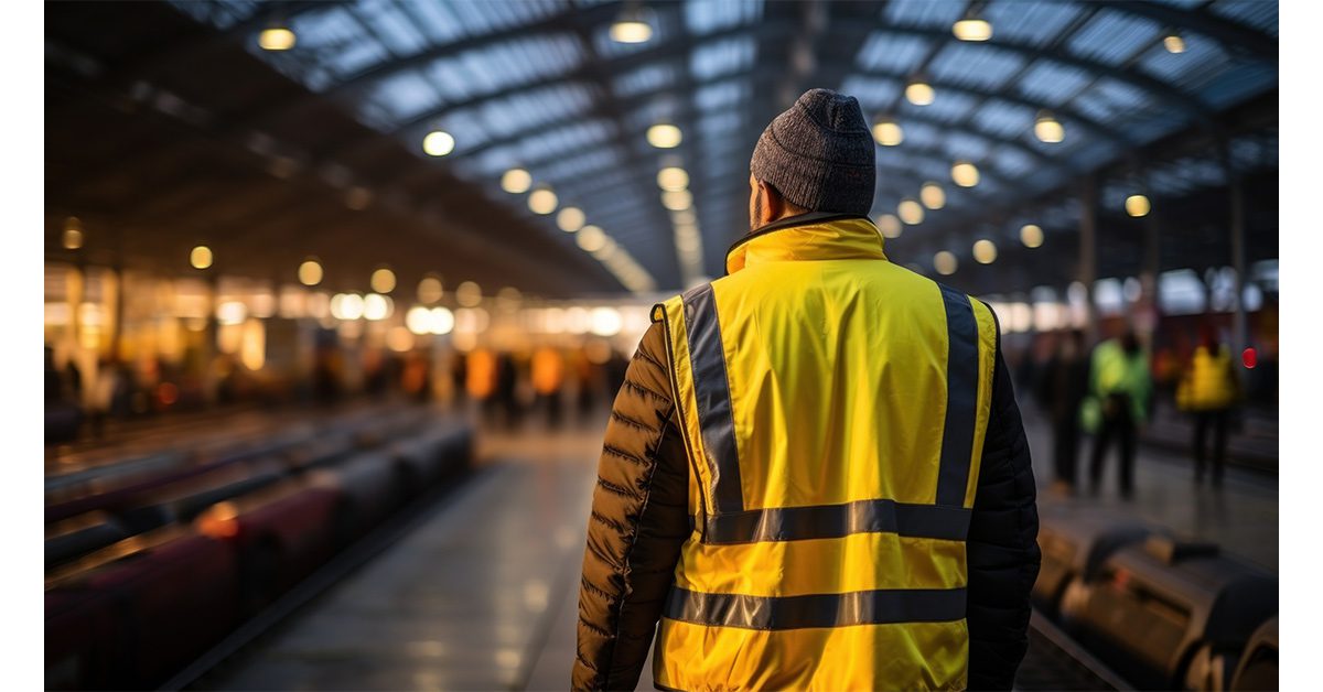 Travailleur des transports publics sur le quai d’une gare