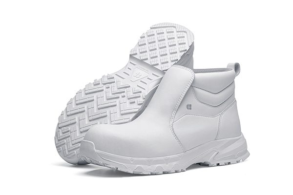 White Inny metal-free, antistatic safety boot with slip-resistant outsoles