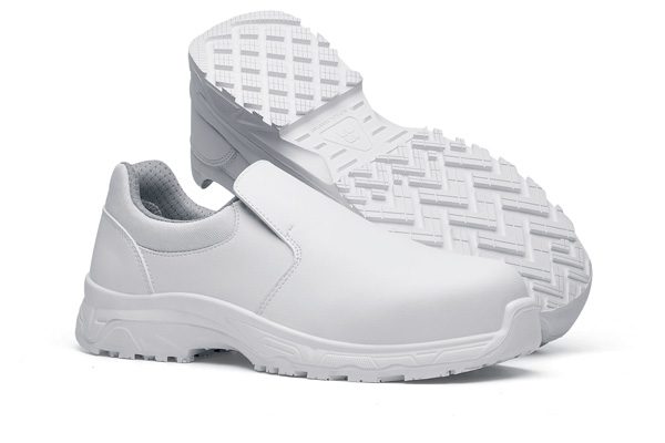 White, antistatic Catania safety shoes with slip-resistant outsoles