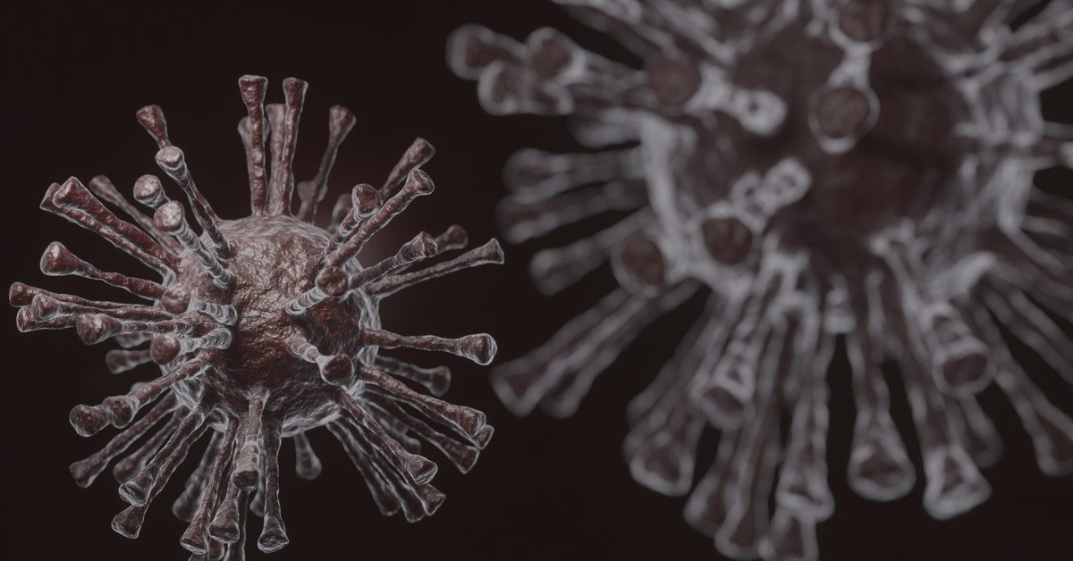 Grafische Repräsentation eines Virus unter dem Mikroskop